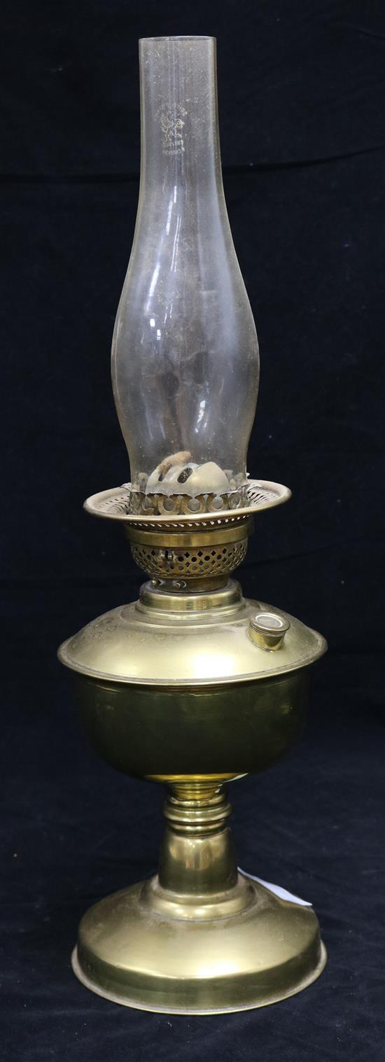 A brass oil lamp